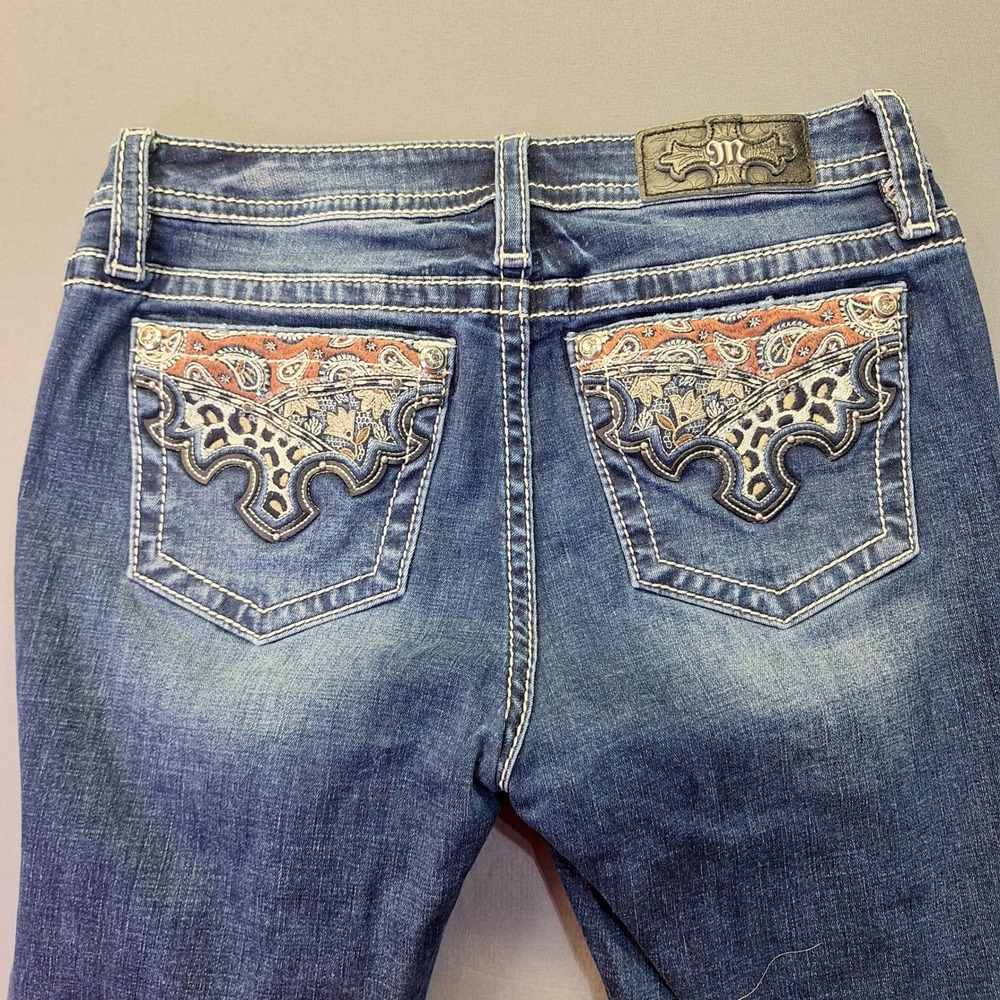 Miss Me Womens Mid Rise Bootcut Jeans Dark Wash Paisley M3792B Size 29